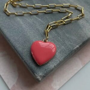 SIENA double-sided charm HEART necklace. CHAIN INCLUDED (gold plated), NEW